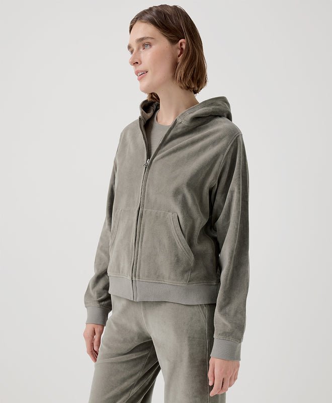 Women's Cotton Velour Zip Hoodie - Echo Market