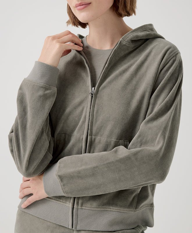 Women's Cotton Velour Zip Hoodie - Echo Market