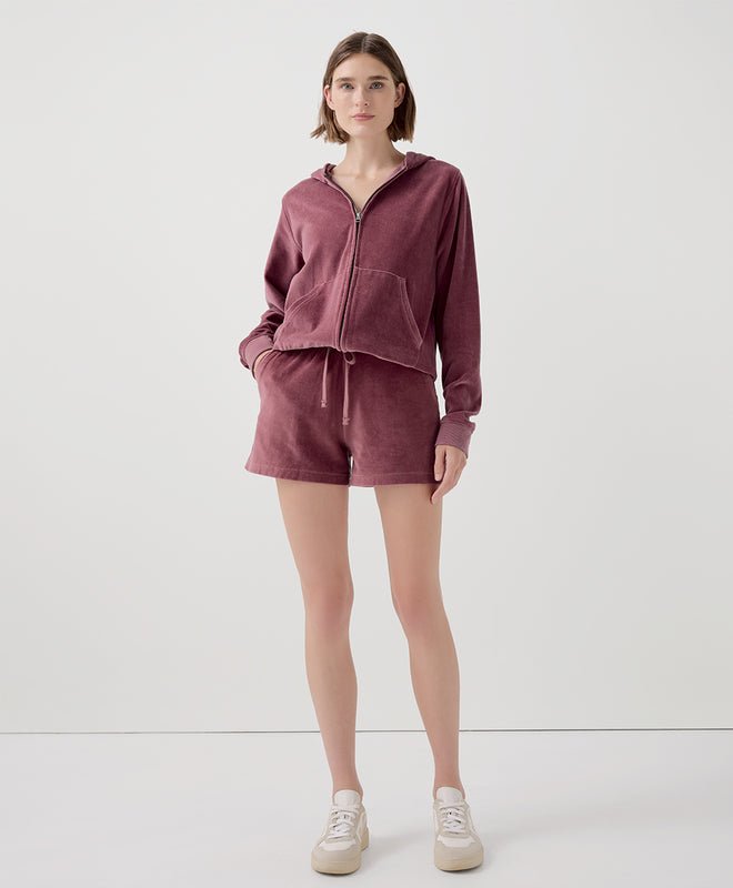 Women's Cotton Velour Zip Hoodie - Echo Market