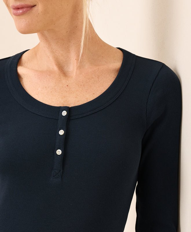 Women's Easy Rib Slim Henley - Echo Market