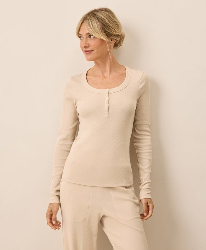 Women's Easy Rib Slim Henley - Echo Market