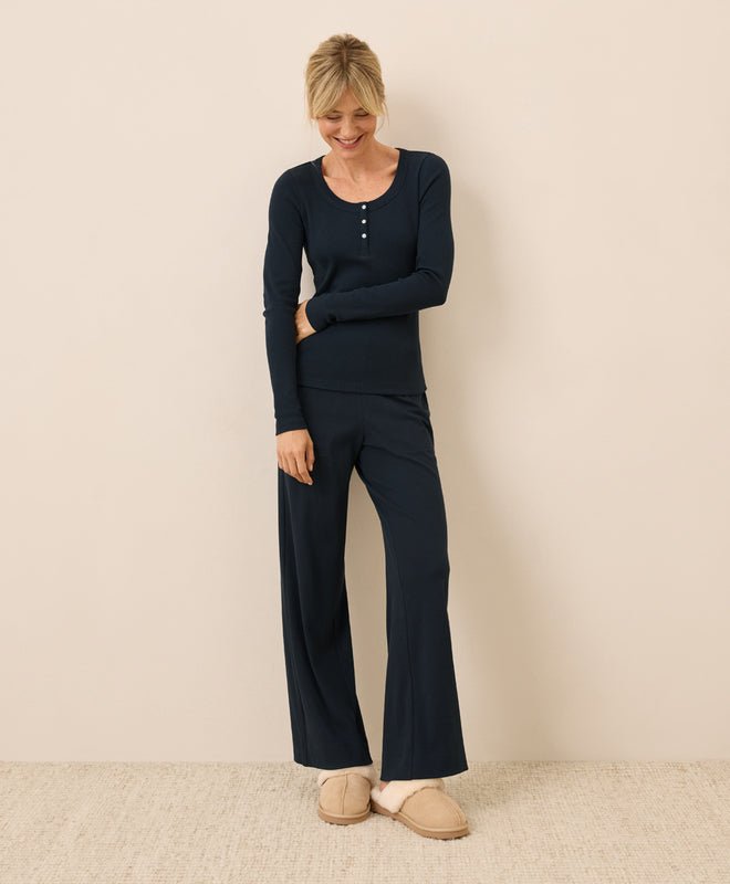 Women's Easy Rib Wide Leg Lounge Pant - Echo Market