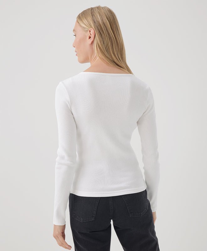 Women's Favorite Rib Henley Long Sleeve Top - Echo Market