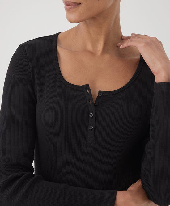 Women's Favorite Rib Henley Long Sleeve Top - Echo Market