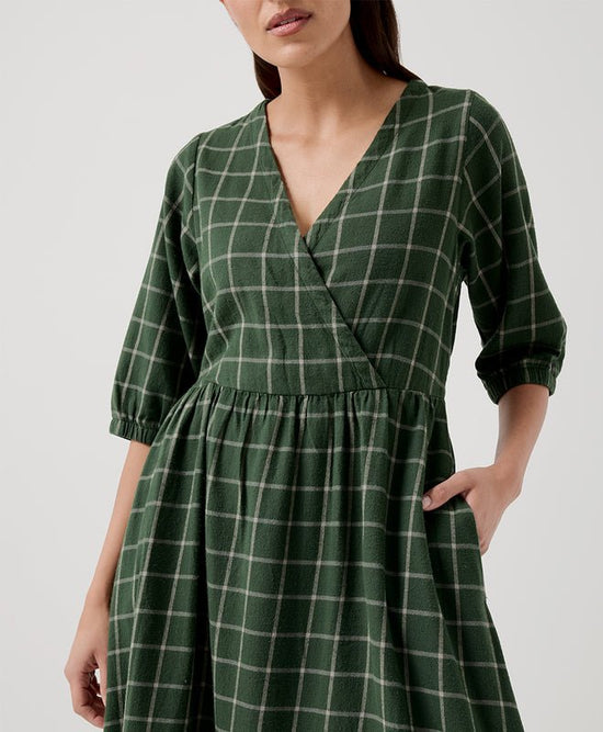 Women’s Fireside Flannel Crossover Dress | Mountain View Check - Echo Market