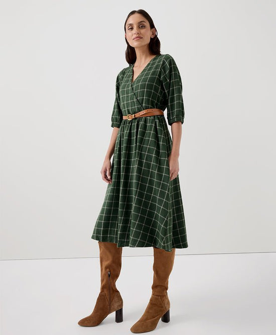 Women’s Fireside Flannel Crossover Dress | Mountain View Check - Echo Market