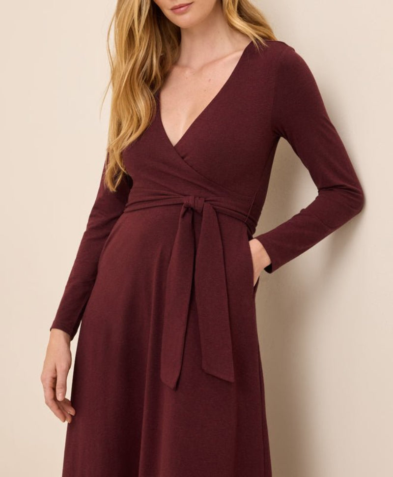 Women's Organic Fit & Flare Wrap Dress in Windsor Wine | Women's Large | Fair Trade by P A C T Women's Organic Fit & Flare Wrap Dress in Windsor Wine | Women's Large | Fair Trade by P A C T