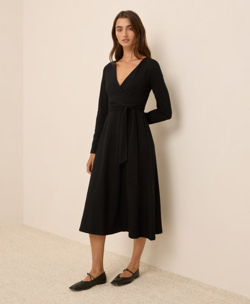 Women's Organic Fit & Flare Wrap Dress in Windsor Wine | Women's Large | Fair Trade by P A C T Women's Organic Fit & Flare Wrap Dress in Windsor Wine | Women's Large | Fair Trade by P A C T