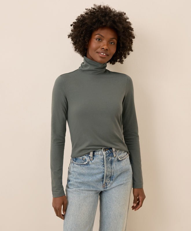 Women's Luxe Stretch Jersey Slim Turtleneck - Echo Market