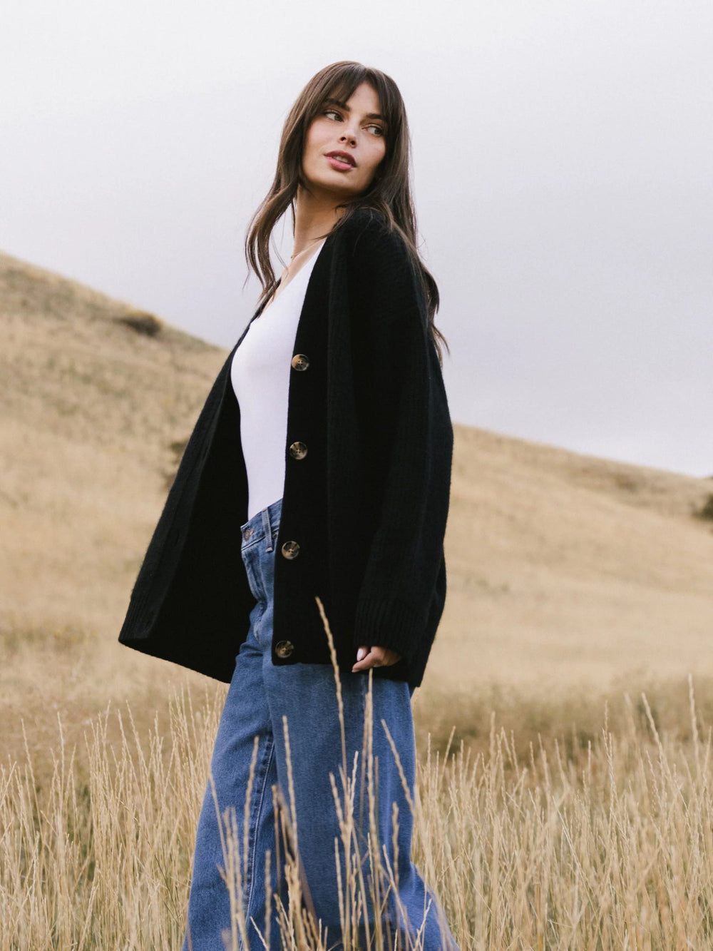 Women's Oversized Sunday Cashmere Cardigan | Black - Echo Market