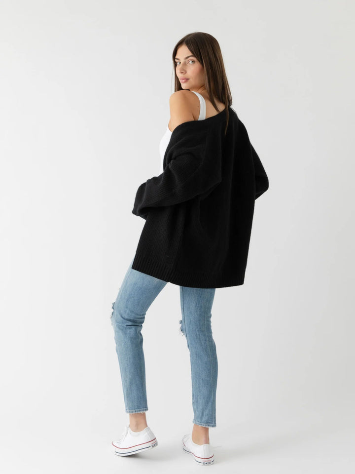 Women's Oversized Sunday Cashmere Cardigan | Black - Echo Market