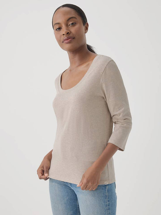 Women's Softspun Scoop Neck Three - Quarter Sleeve Tee - Echo Market