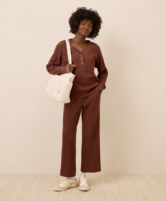 Women's Thermal Waffle Henley Pullover - Echo Market