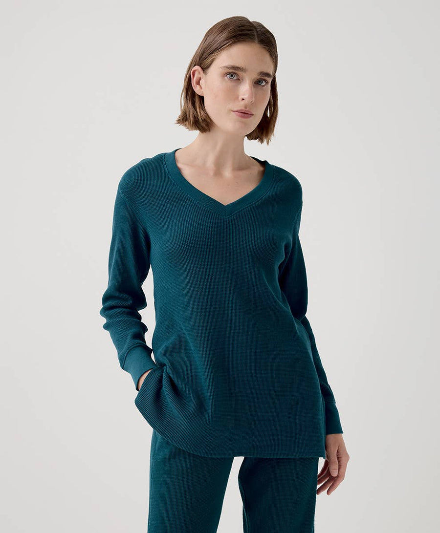 Women's Thermal Waffle V - Neck Tunic - Echo Market