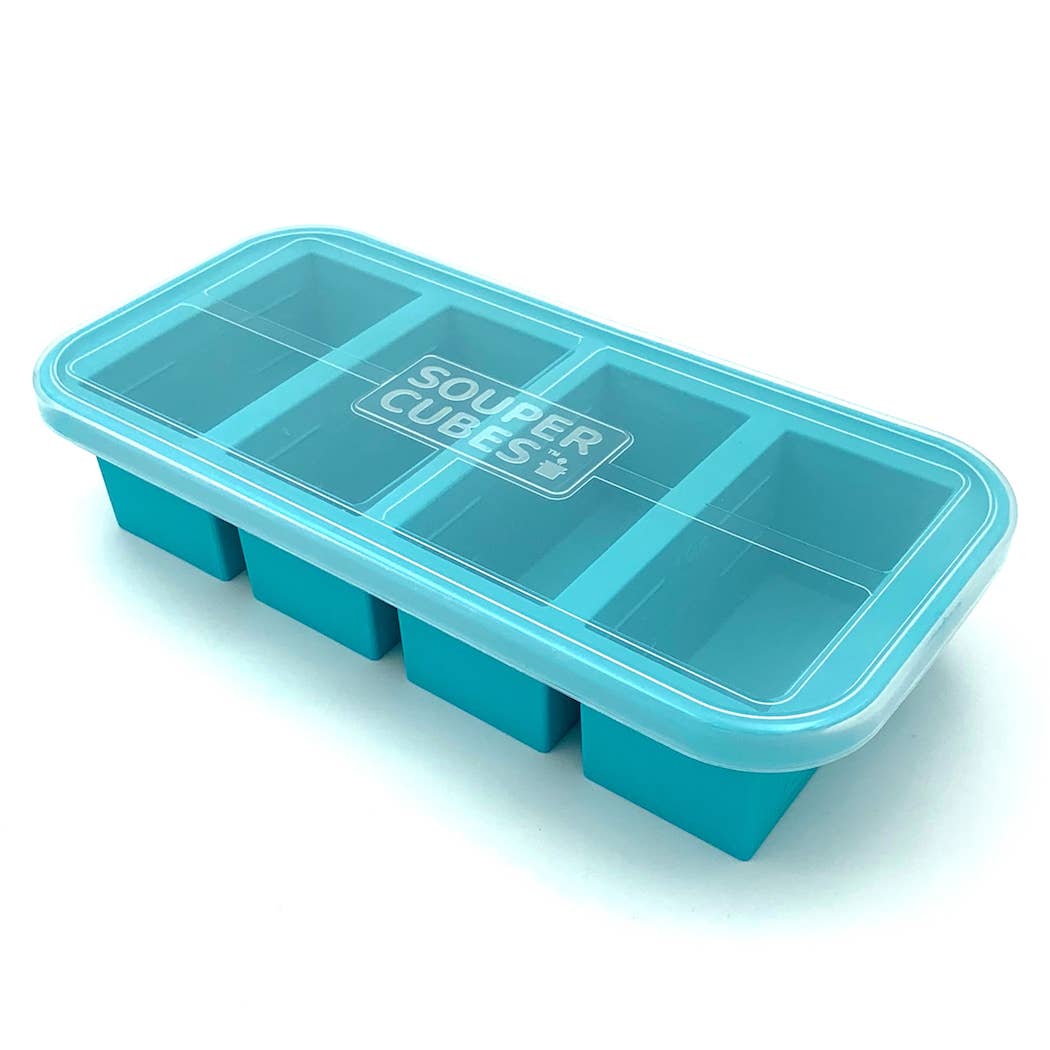 W&P Set of 2 4-Cube Silicone Cup Cube Freezer Trays w/ Lids 