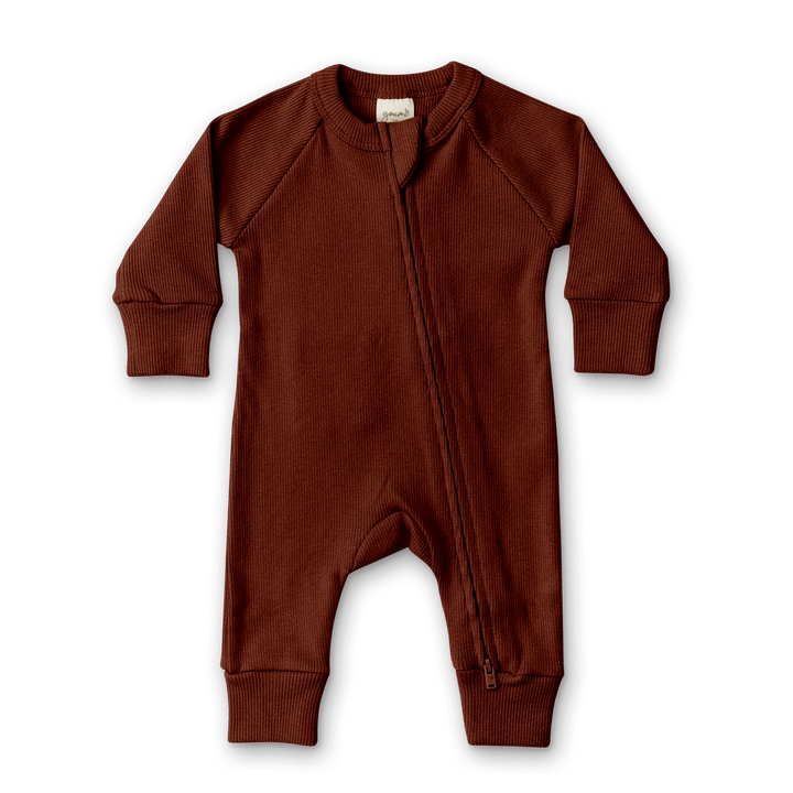 Baby Long Sleeve Rib Knit Zipper One-Piece - Echo Market