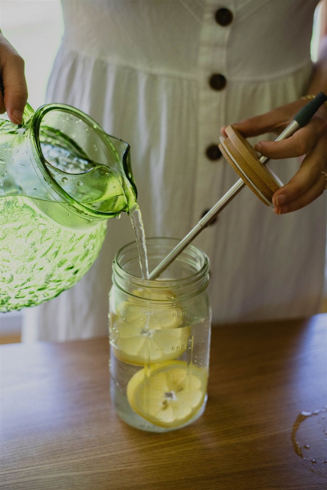 Bamboo Mason Jar Lids (With Straw Opening) - Echo Market