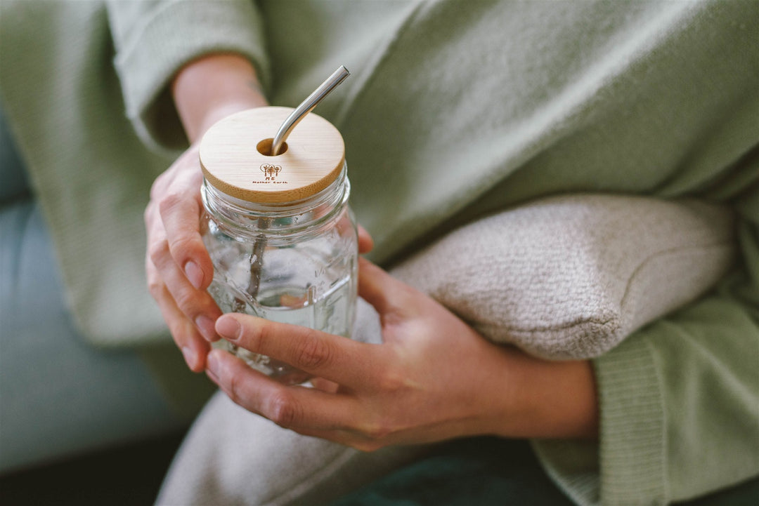 Bamboo Mason Jar Lids (With Straw Opening) - Echo Market