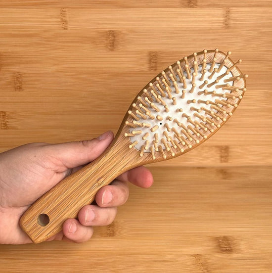 Load image into Gallery viewer, Bamboo Two Sided Hairbrush - Bamboo peg side - Echo Market
