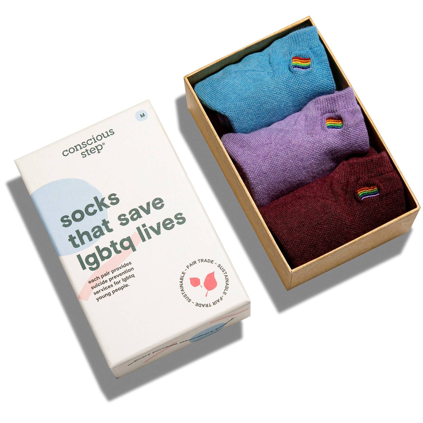 Boxed Set Ankle Socks that Save LGBTQ Lives: Small - Echo Market