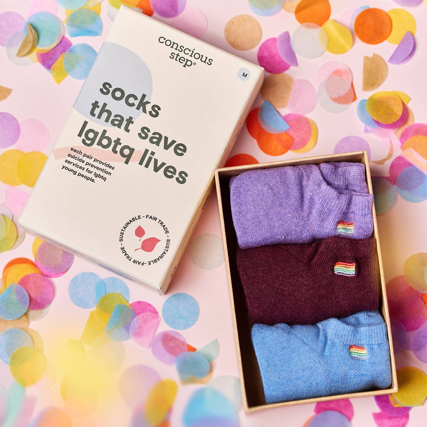 Boxed Set Ankle Socks that Save LGBTQ Lives: Small - Echo Market