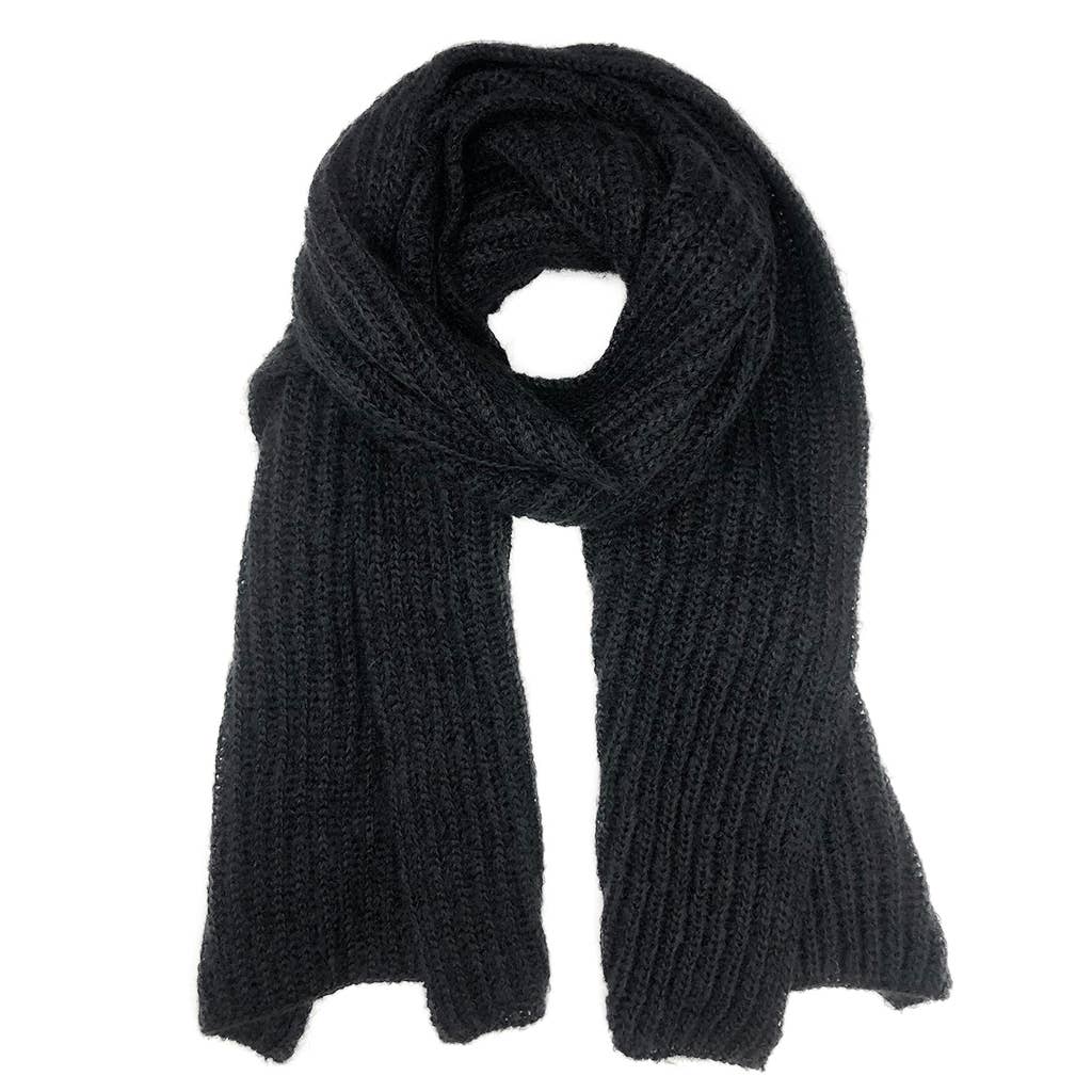 Chunky Black Knit Alpaca Scarf - Echo Market