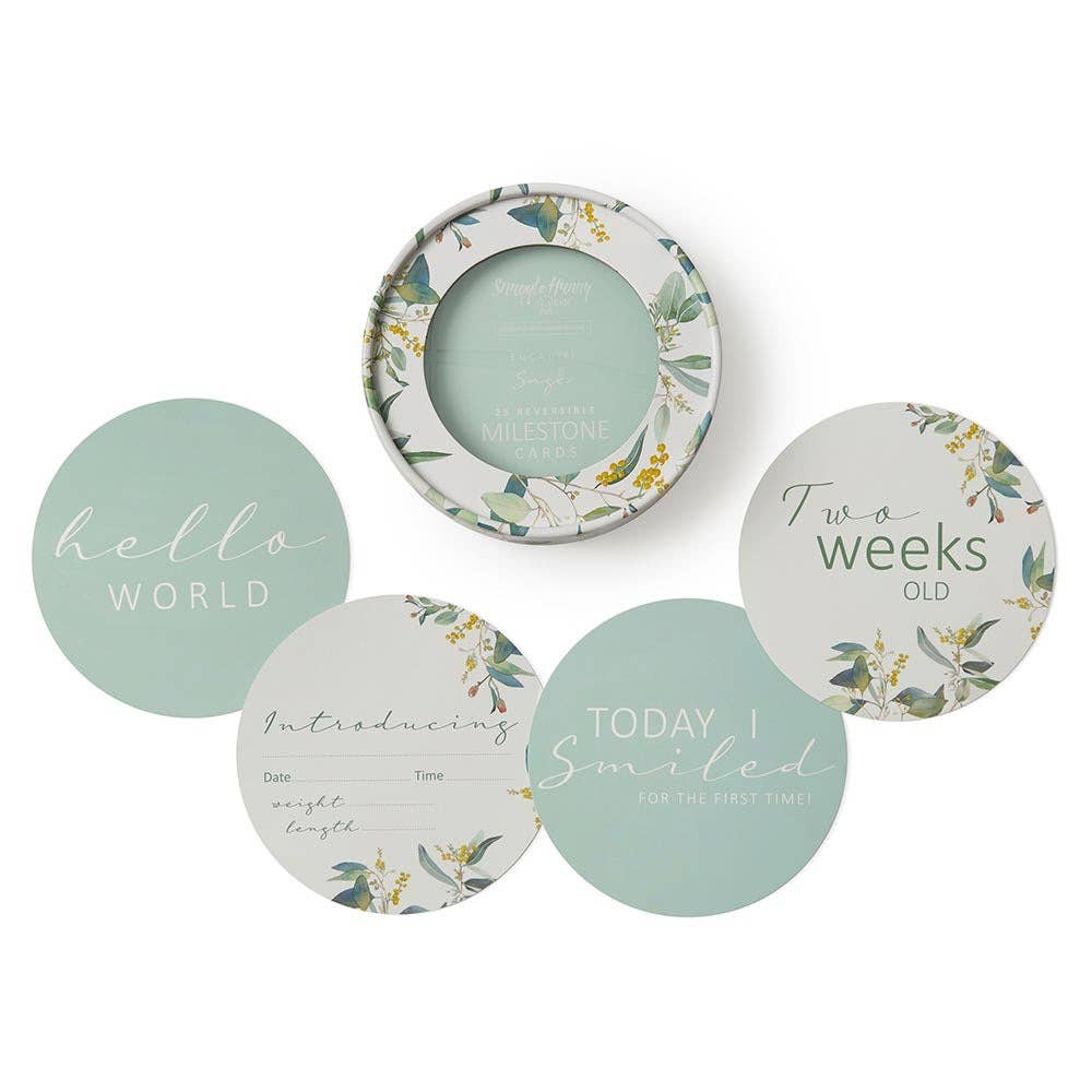 Eucalypt & Sage Reversible Milestone Cards - Echo Market