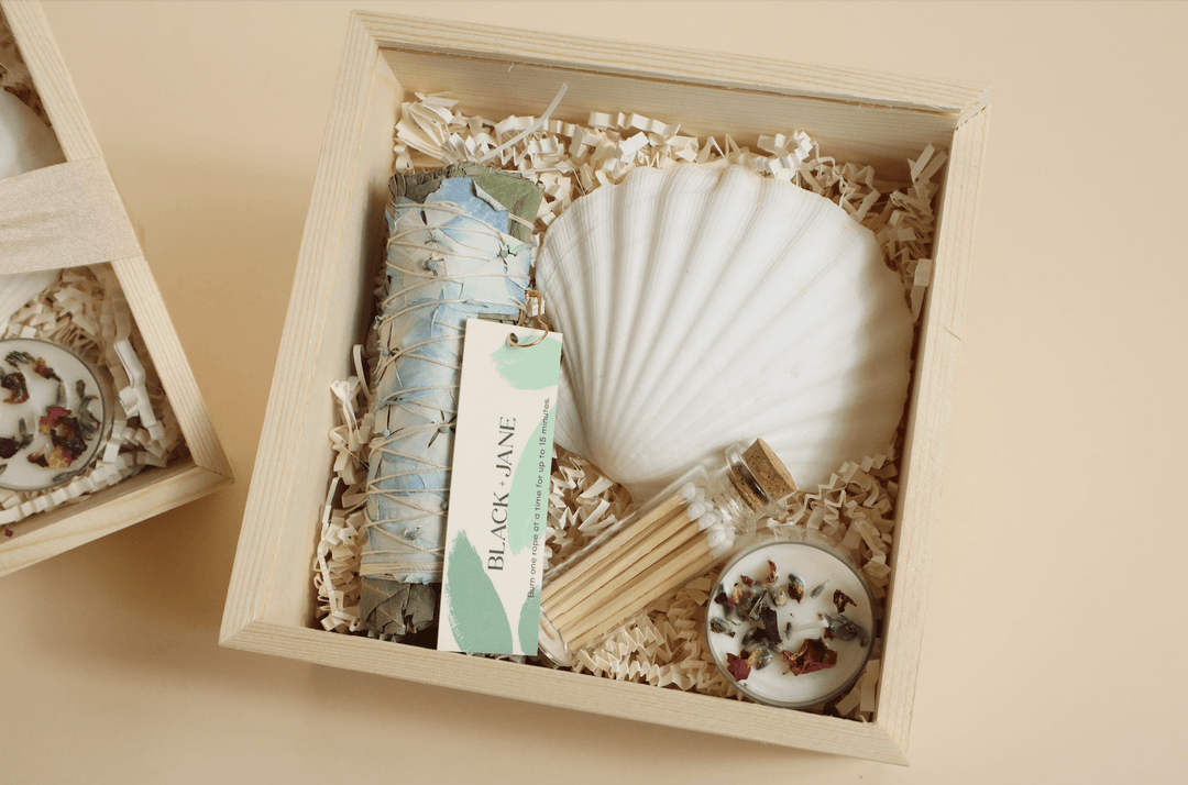 Eucalyptus Floral Sage and Candle Ritual Gift Box: Blue - Echo Market