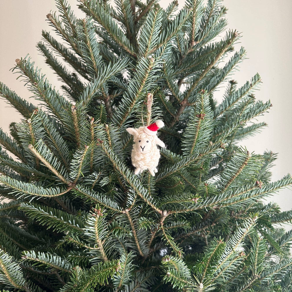 Felt Mini Sheep with Christmas Hat Ornament - Echo Market