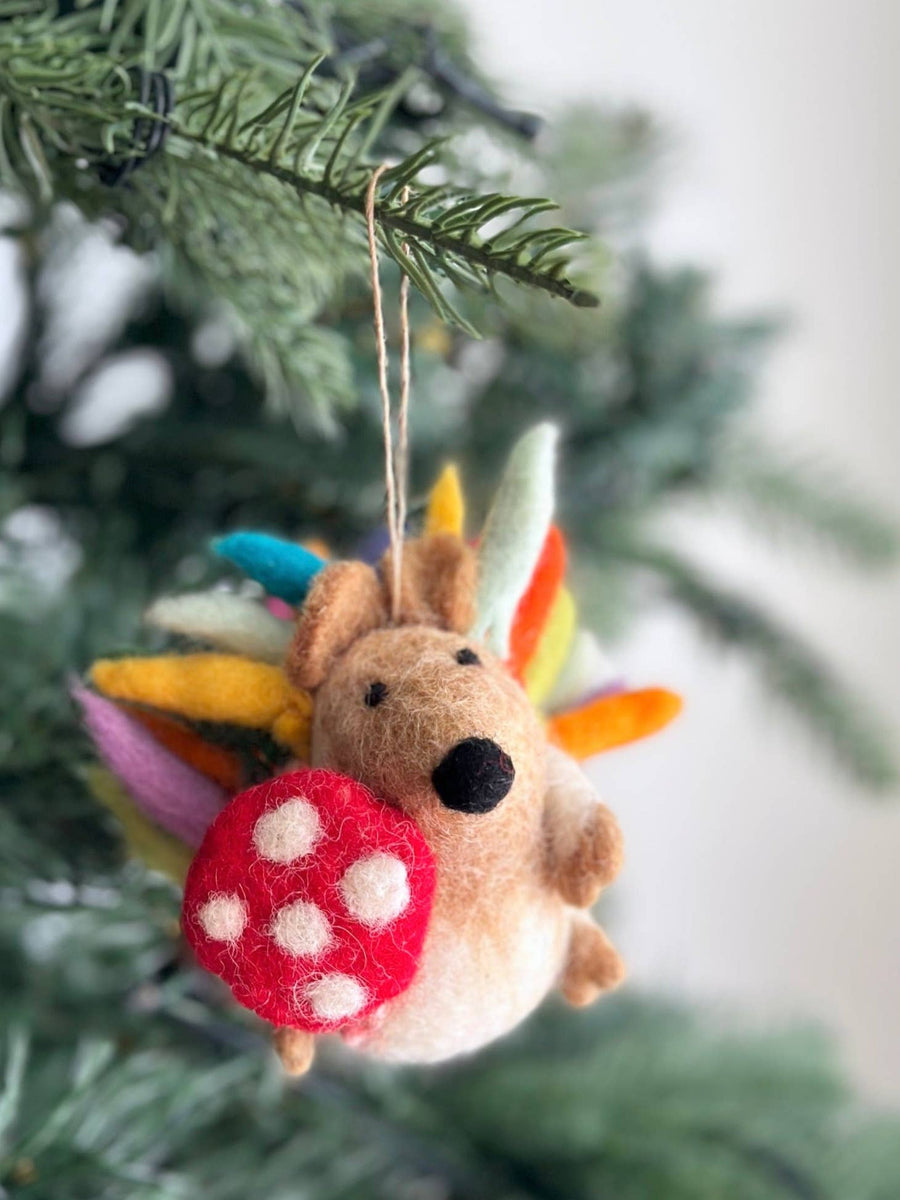 Felt Mini Sheep with Christmas Hat Ornament - Echo Market