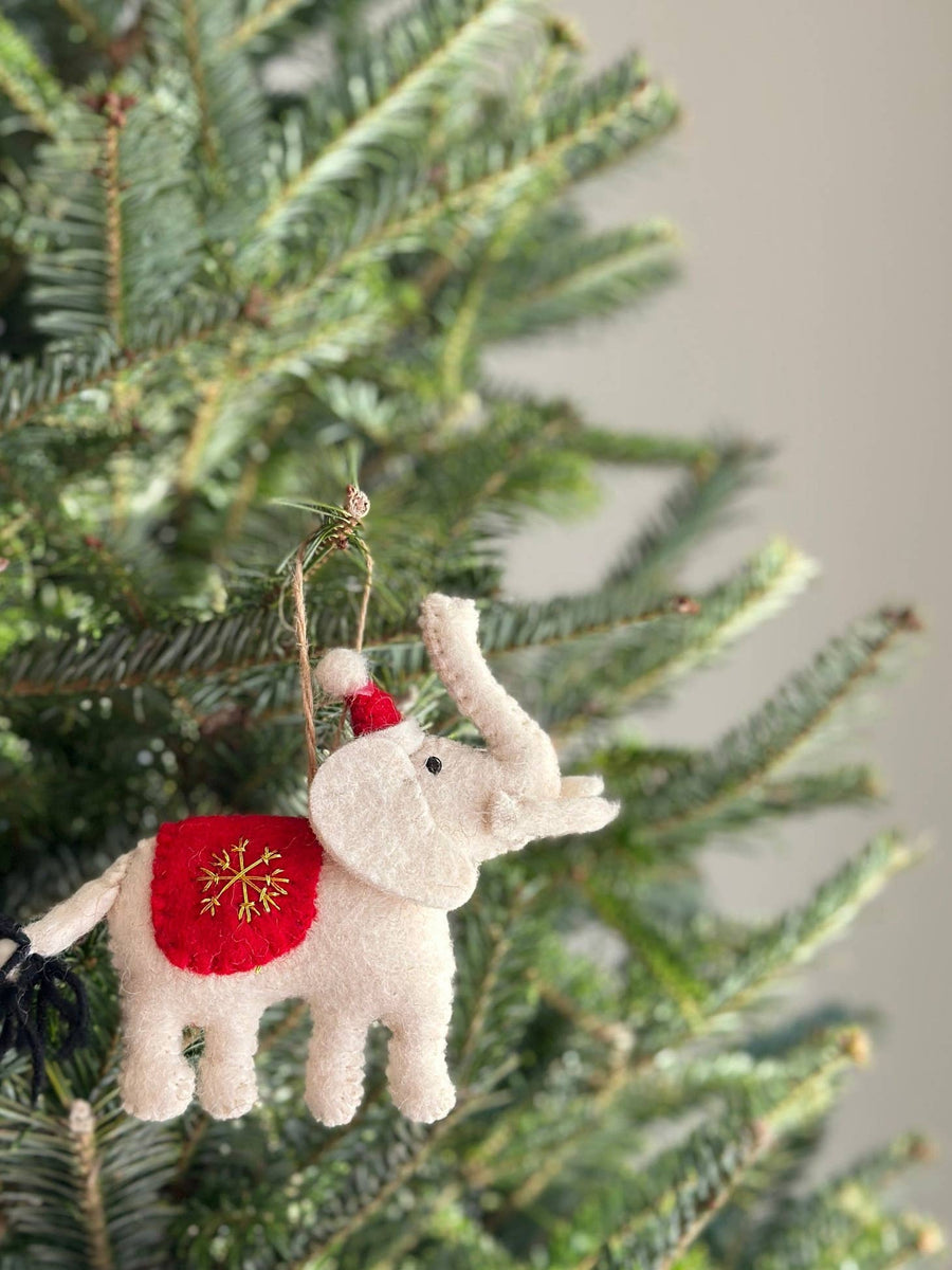 Felt Mini Sheep with Christmas Hat Ornament - Echo Market