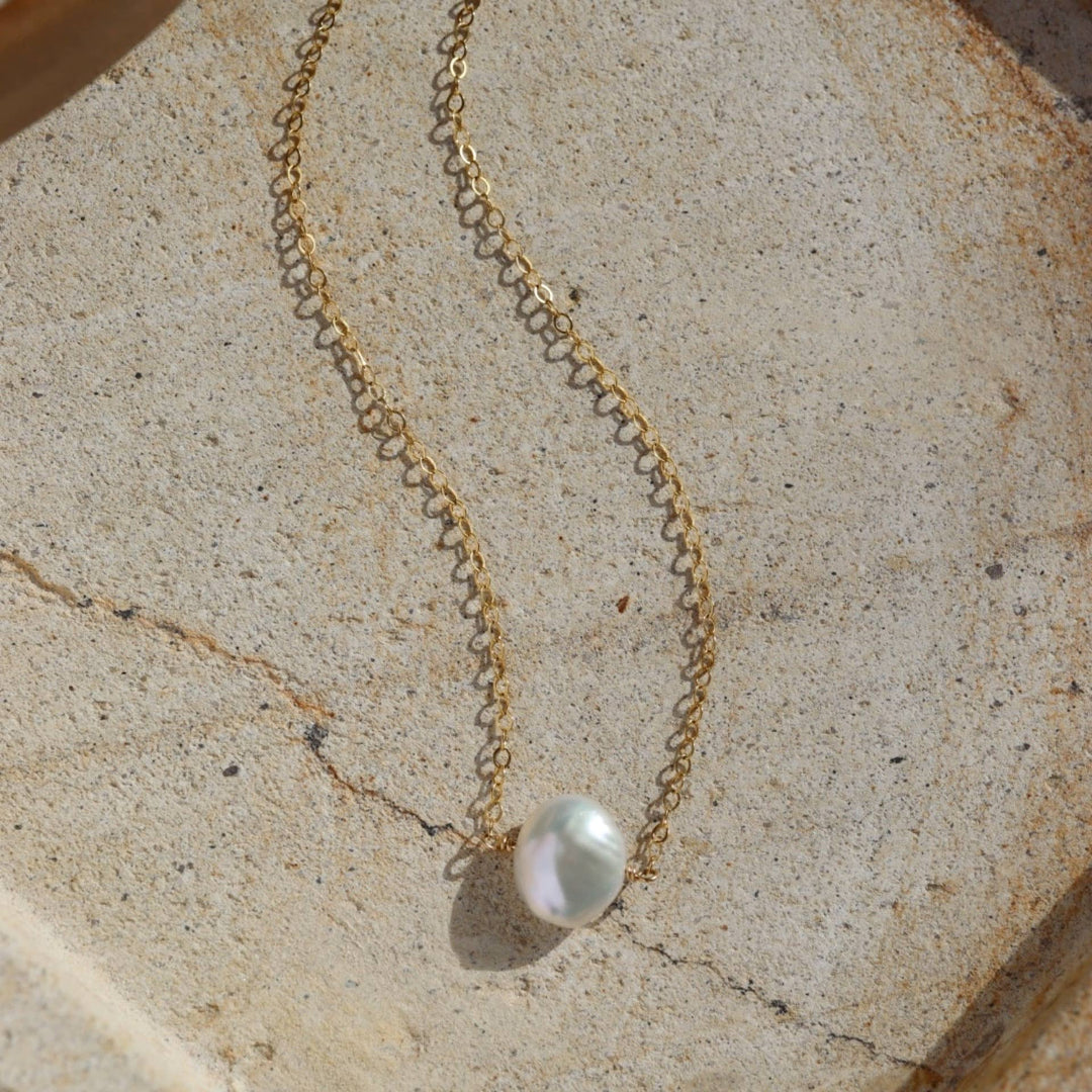 Freshwater Pearl Necklace: 14k Gold Fill / 14" - Echo Market