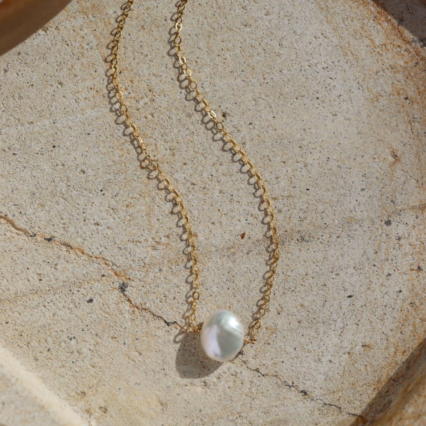 Freshwater Pearl Necklace: 14k Gold Fill / 14" - Echo Market