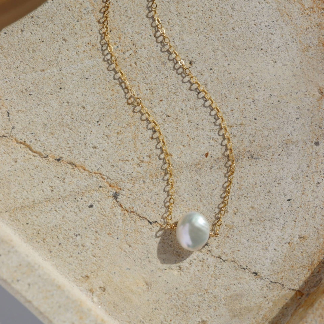 Freshwater Pearl Necklace: 14k Gold Fill / 14" - Echo Market