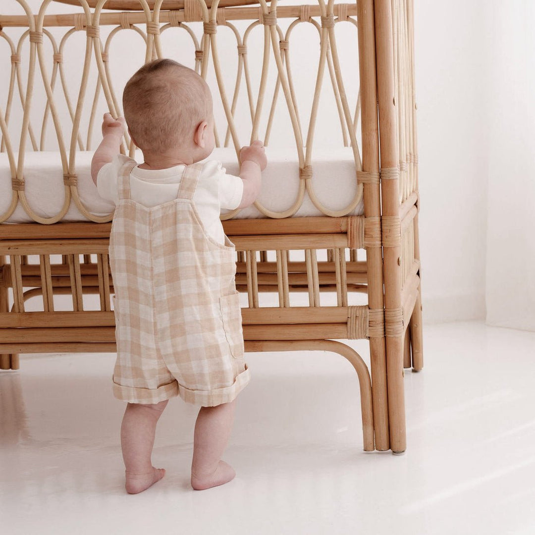 Gingham Organic Cotton Muslin Overalls - Echo Market