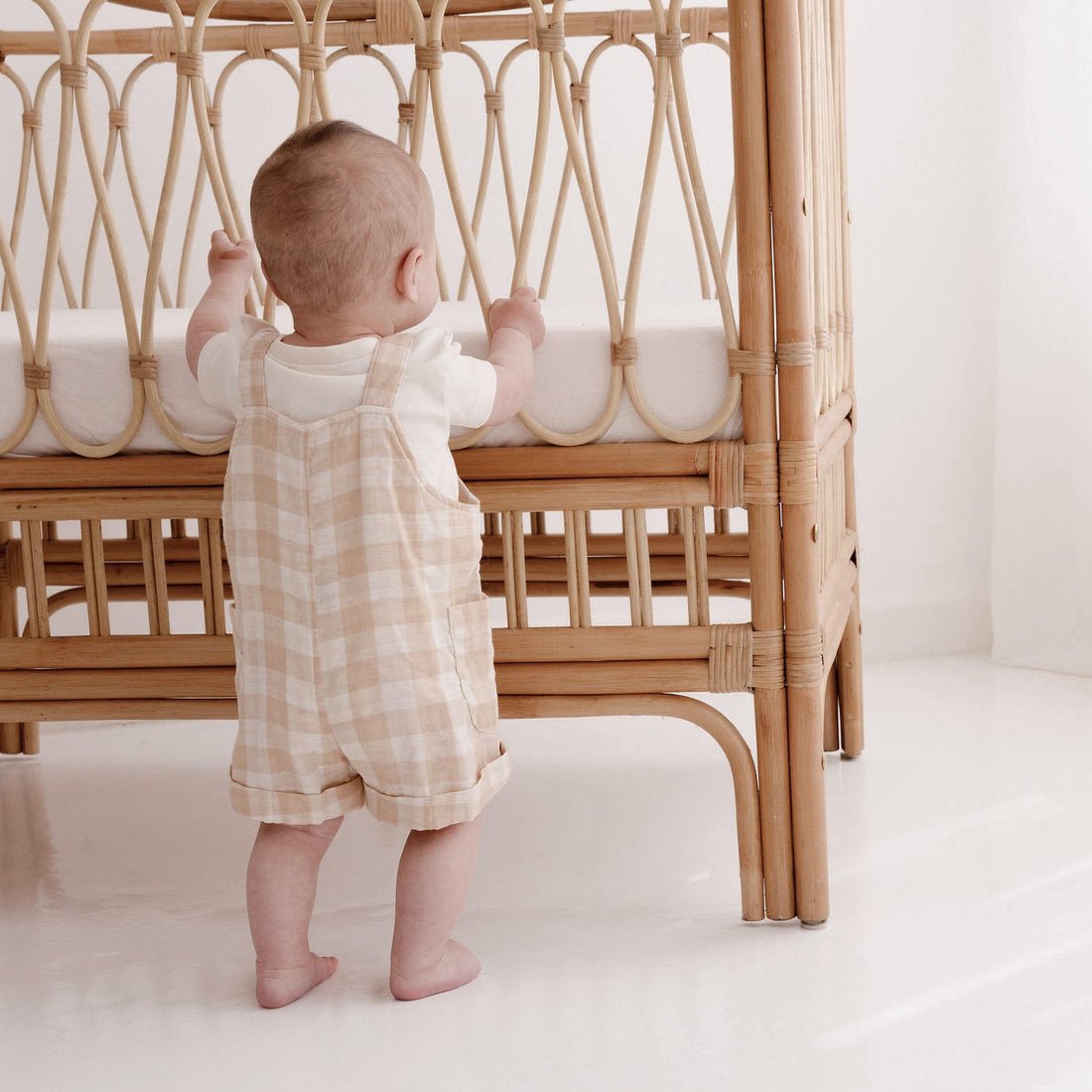 Gingham Organic Cotton Muslin Overalls - Echo Market