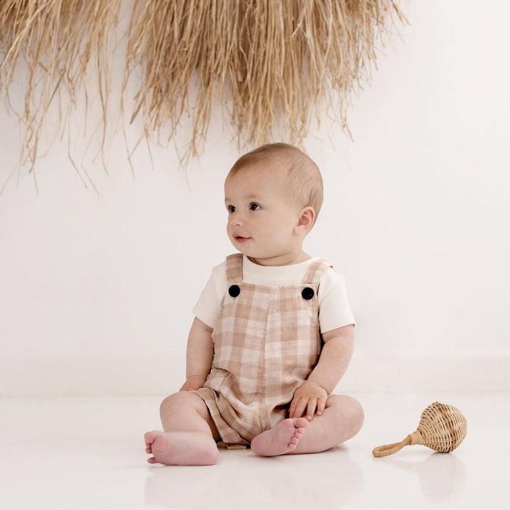 Gingham Organic Cotton Muslin Overalls - Echo Market