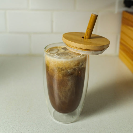 Glass Tumbler with Bamboo Lid and Straw - Echo Market