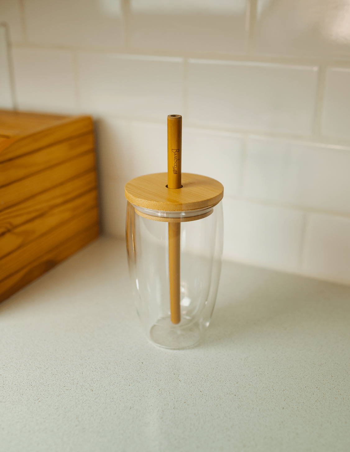 Glass Tumbler with Bamboo Lid and Straw - Echo Market