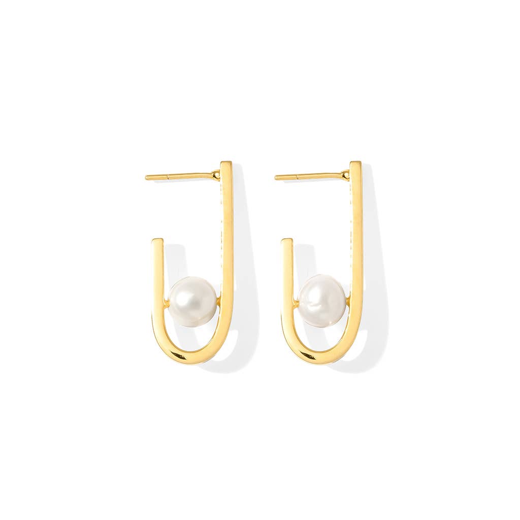 J Hoop Freshwater Pearl Earrings - Echo Market