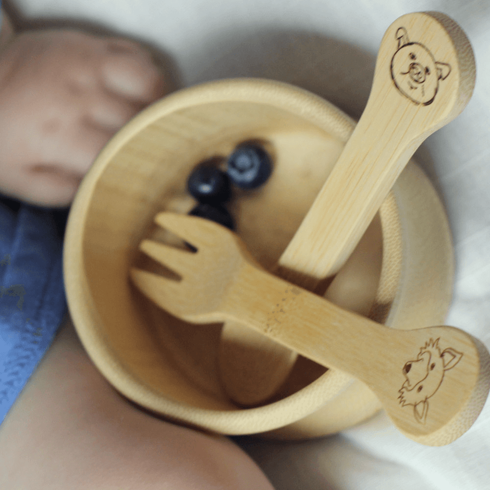 Kid's Bamboo Fork and Spoon (18M+) - Echo Market