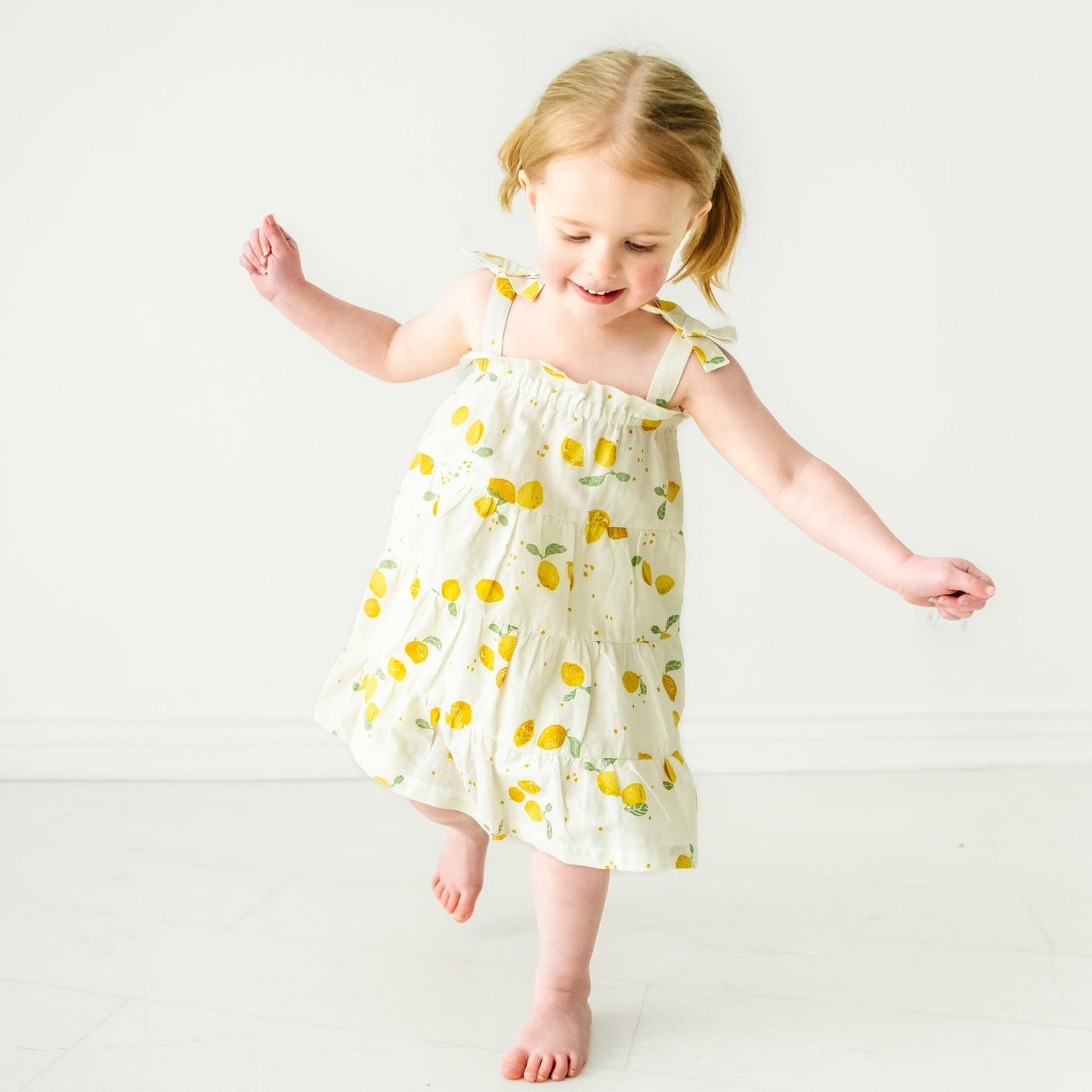 Lemon Print | Organic Tiered Strap Dress - Echo Market