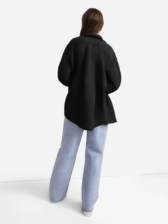 Linen Oversized Long Sleeve Shirt - Echo Market