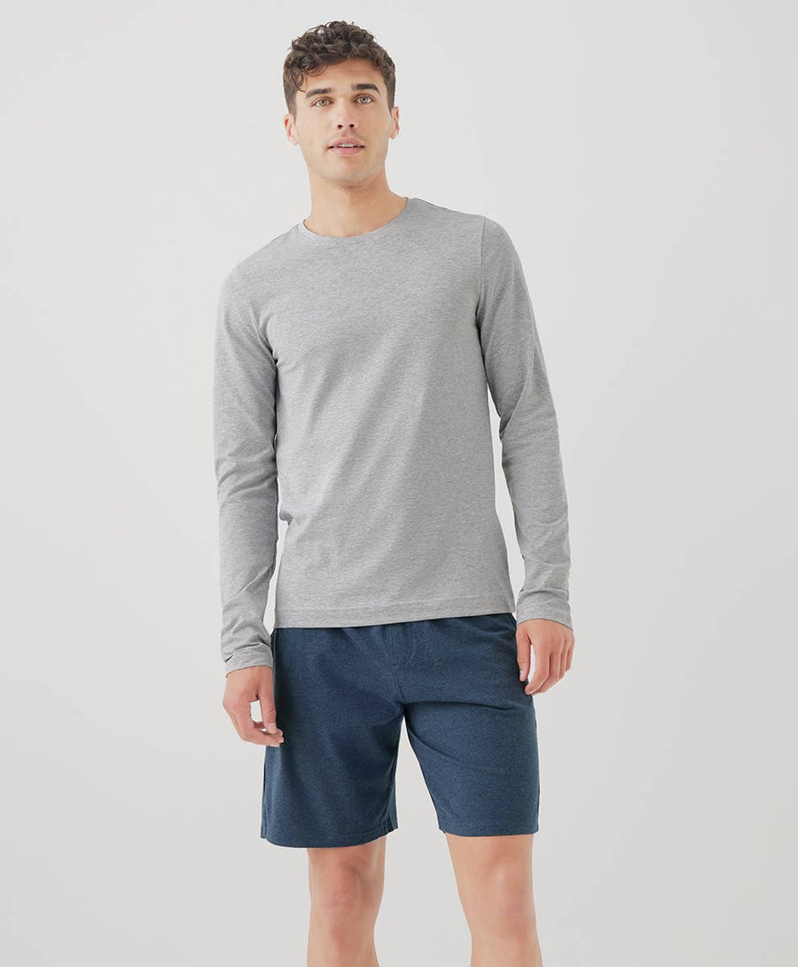 Men’s Cool Stretch Long Sleeve Crew Undershirt: Heather Grey / Large - Echo Market