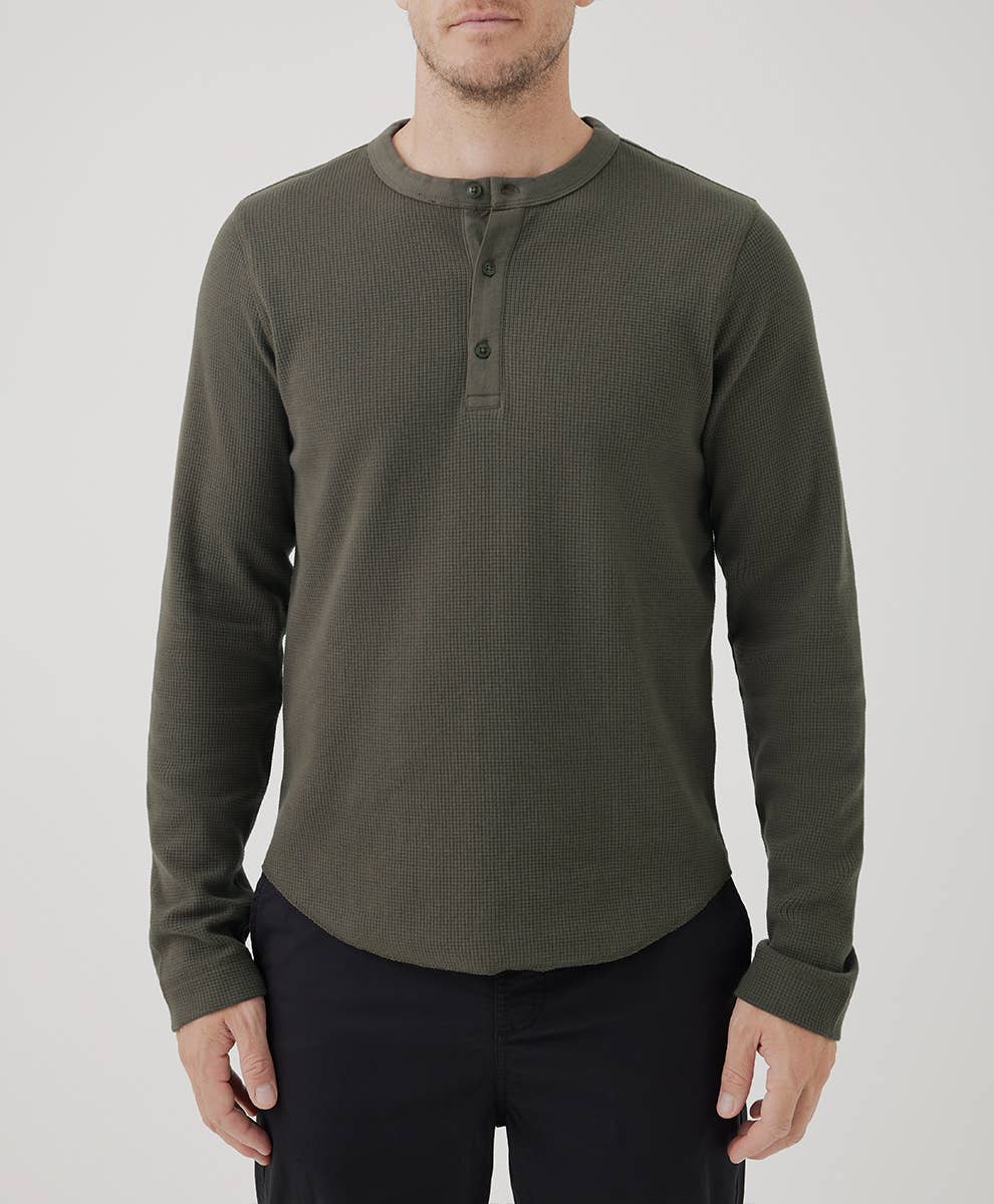 Men’s Thermal Waffle Henley: Small / Grape Leaf - Echo Market