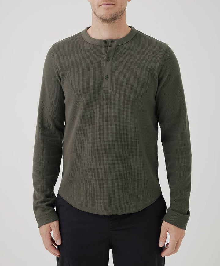 Men’s Thermal Waffle Henley: Small / Grape Leaf - Echo Market