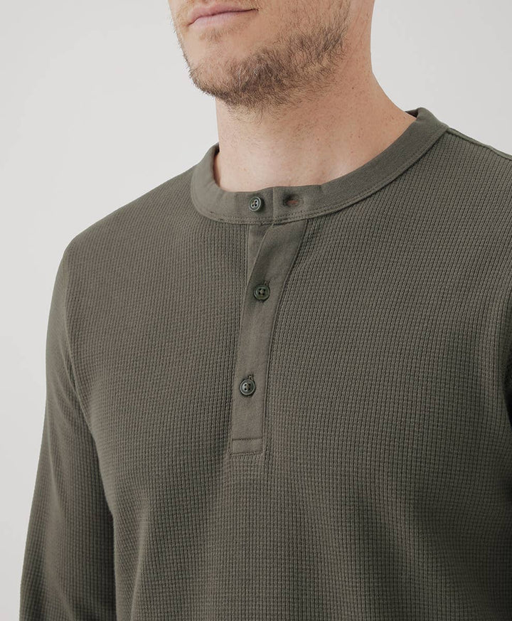 Men’s Thermal Waffle Henley: Small / Grape Leaf - Echo Market