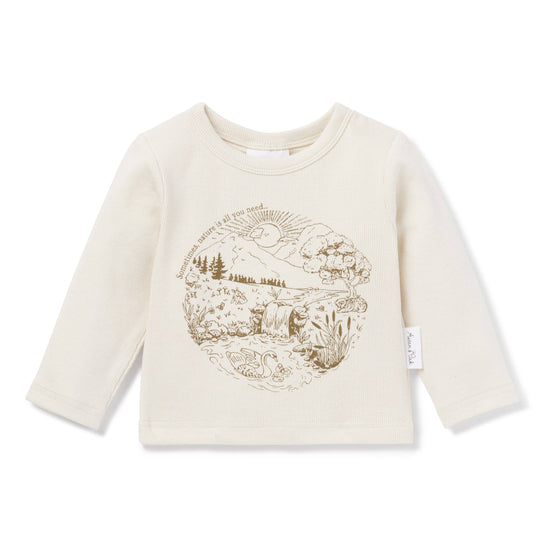 Nature Print Long Sleeve Rib Top - Echo Market