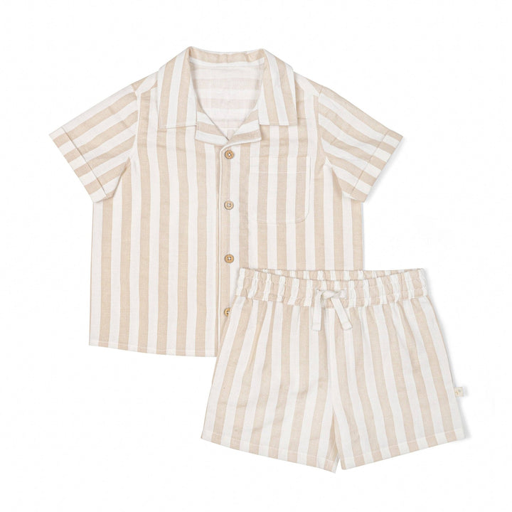 Neutral Stripes | Organic Shirt and Shorts Set - Echo Market