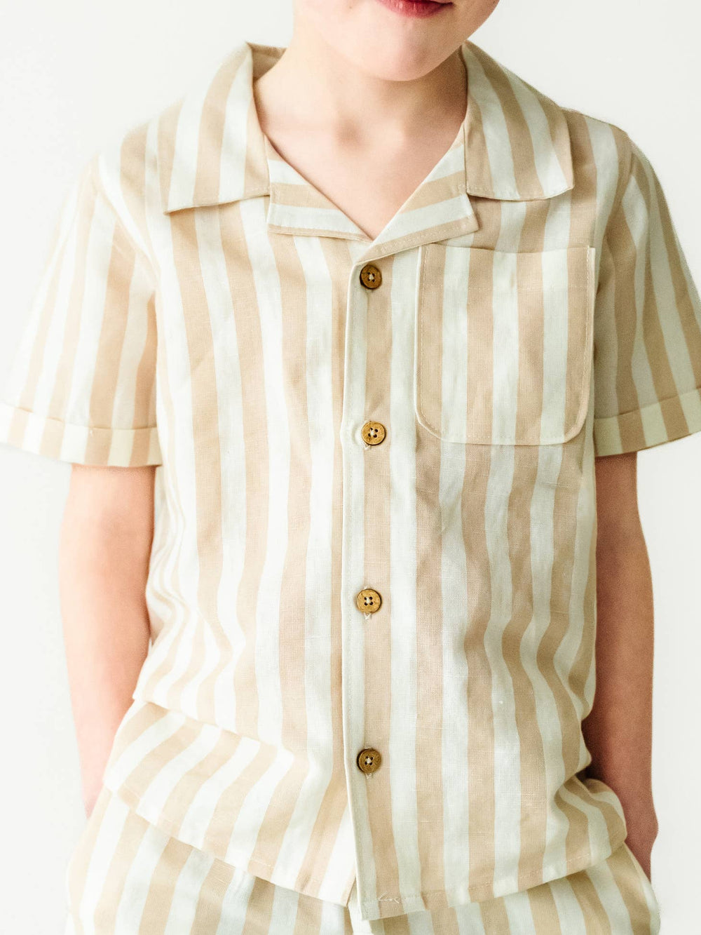 Neutral Stripes | Organic Shirt and Shorts Set - Echo Market